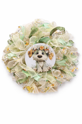 Spring Puppy Wreath Whimsical, Handcrafted Front Door