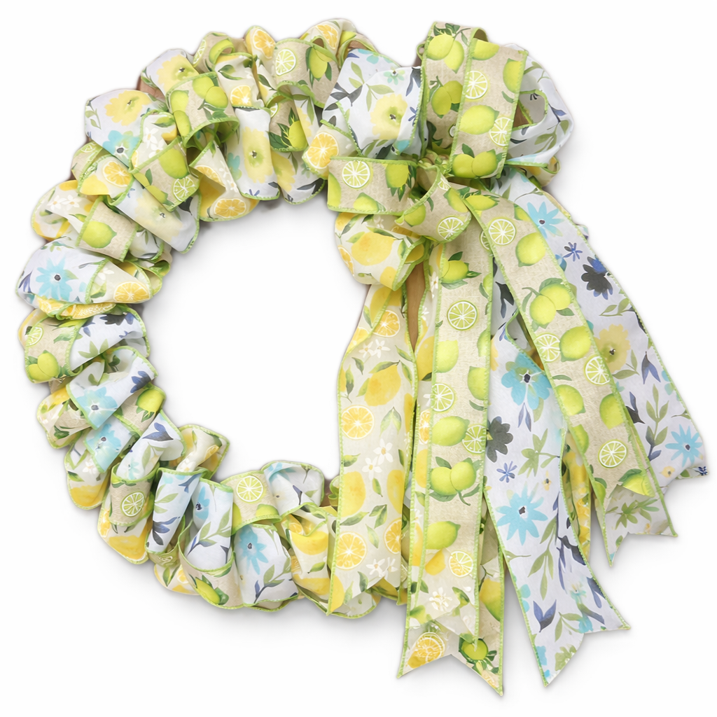 Lemon Blossom Summer Wreath- Handmade Summer Door Decor