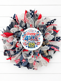 Patriotic 4th of July Wreath – Red, White & Blue Mesh Door Wreath – Americana Front Door Decor – Summer Holiday Wreath